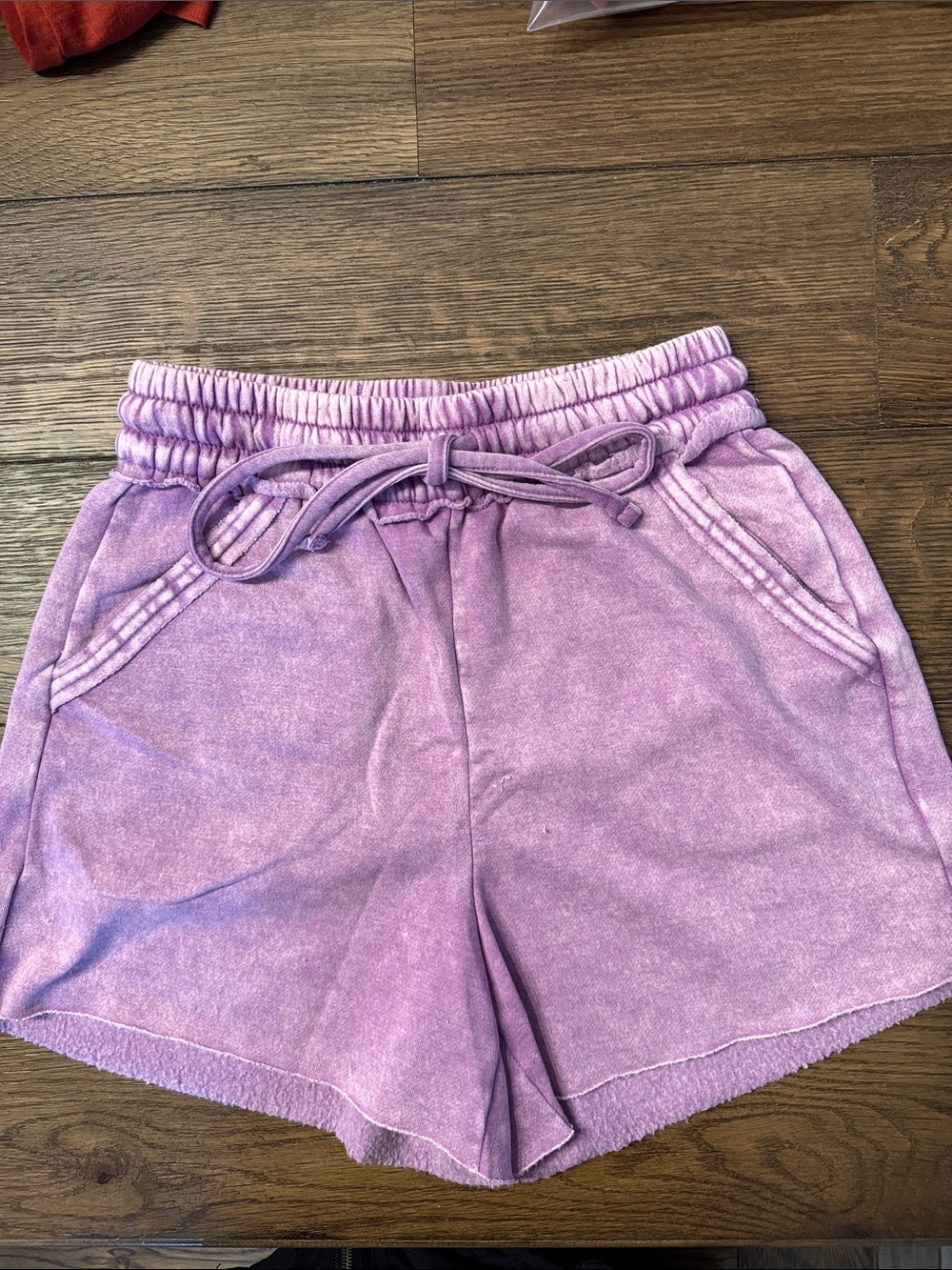 Zenana Lavender Mineral Wash Fleece Lounge Shorts Small Casual Comfy